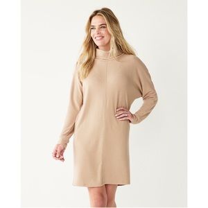 NWT Sonoma Cowlneck Dolman Sleeve Dress Beige Size L